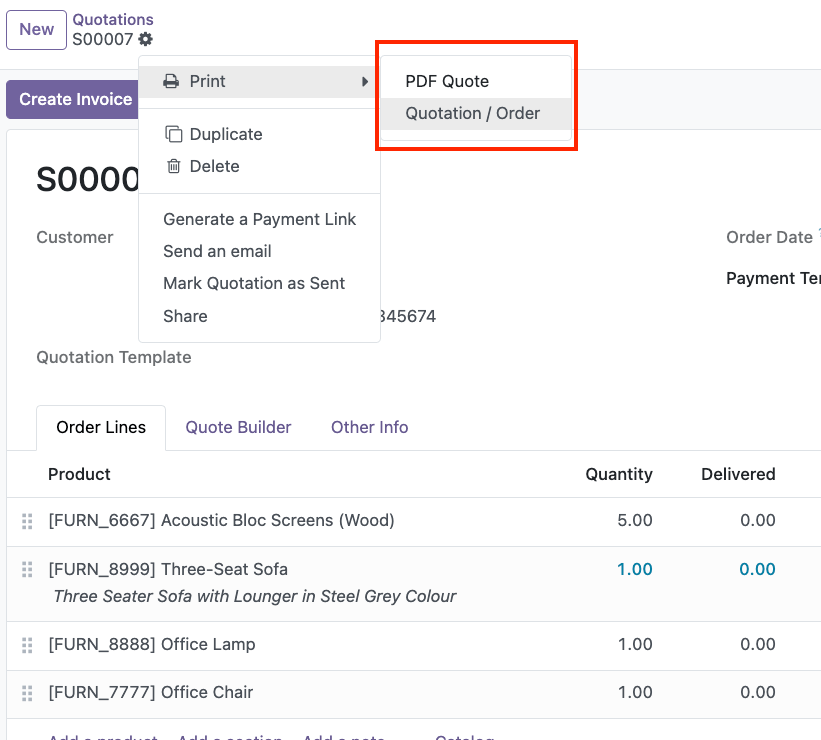 odoo print function