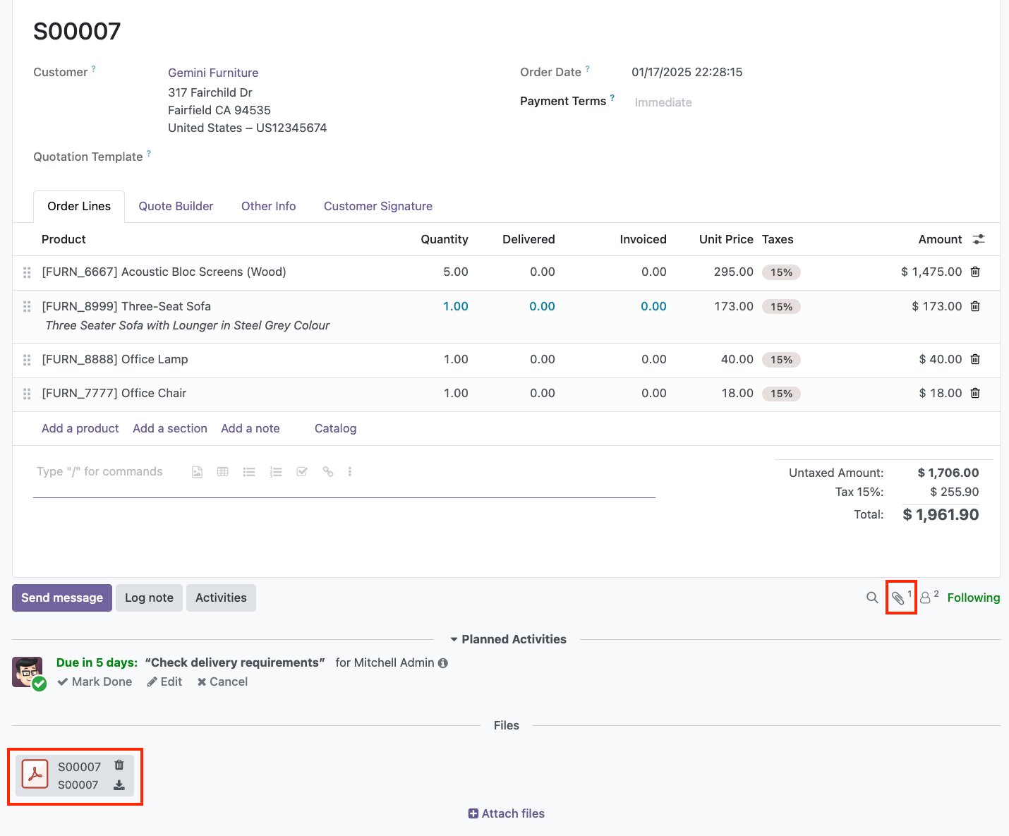 odoo show attachment after config